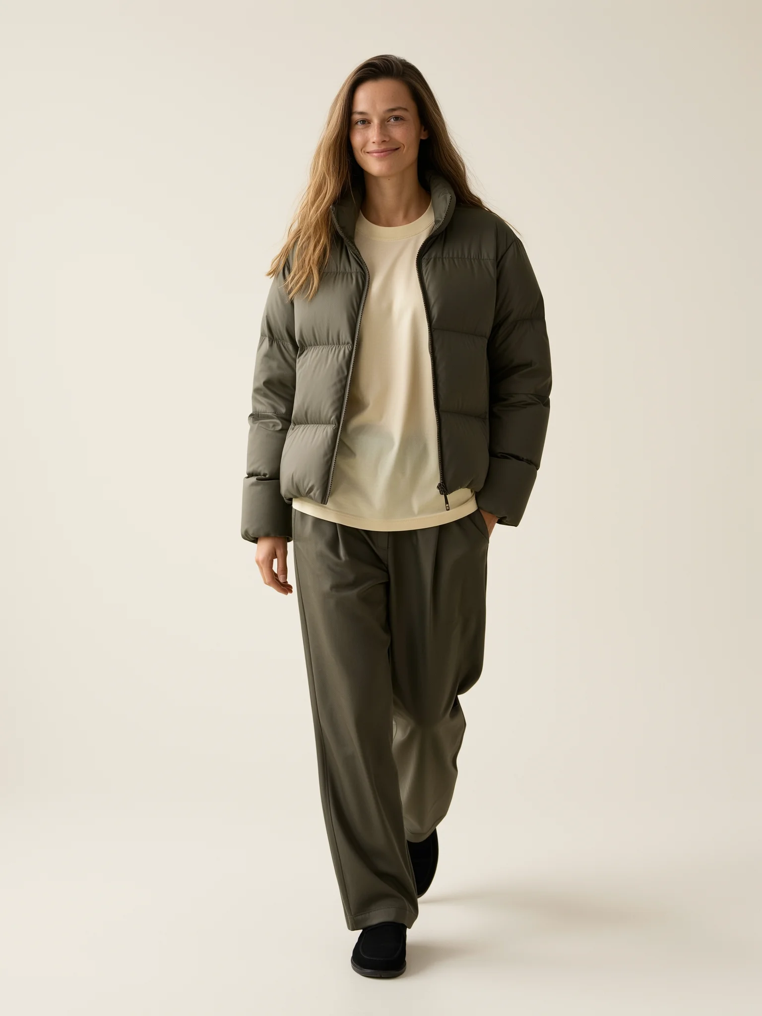 Model wearing the Puffer Jacket — NAJEON